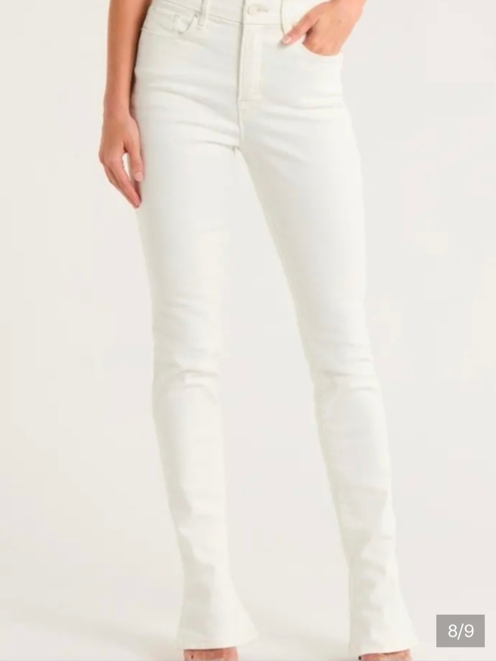 New Good American Size 10 White Good Legs Micto Boot Jeans